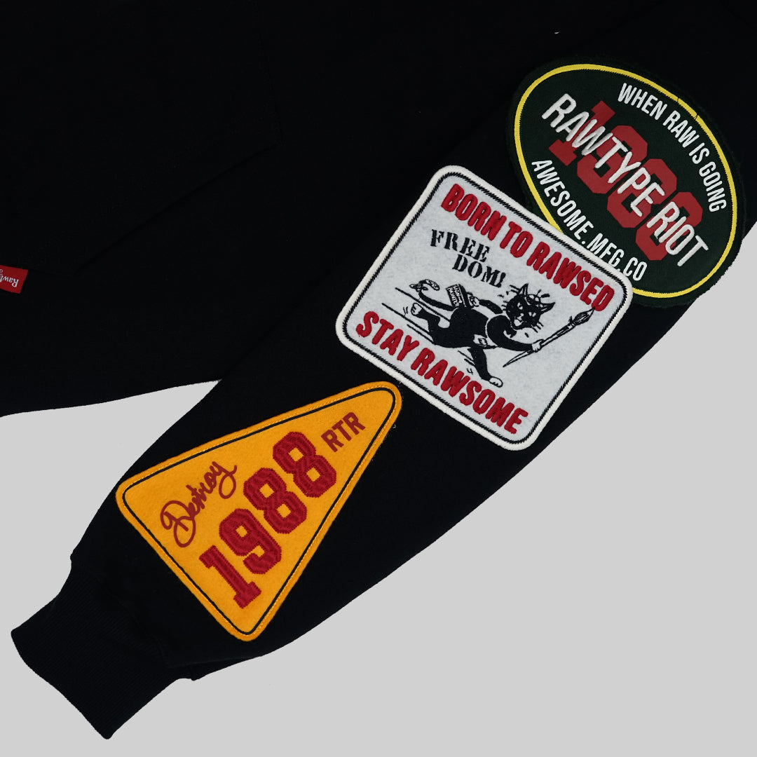 RAWTYPE RIOT BTR Patches Hoodie - Black