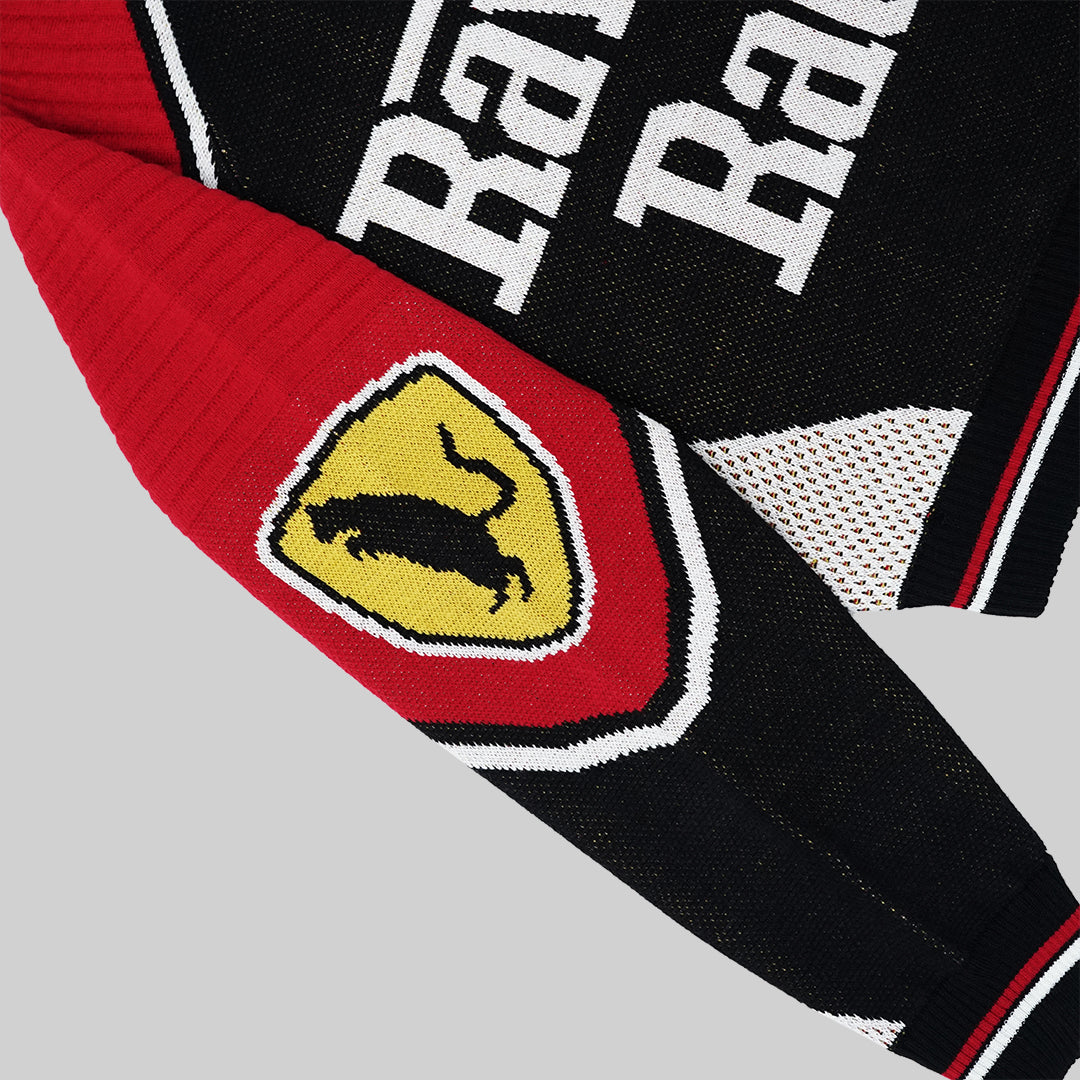 RAWTYPE RIOT Racing Cat Crop Knitwear - Red Black (Women Only)