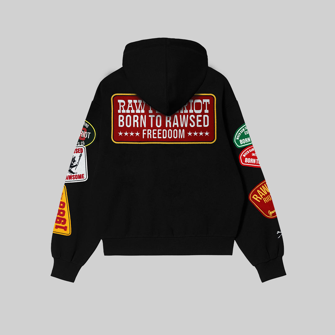 RAWTYPE RIOT BTR Patches Hoodie - Black