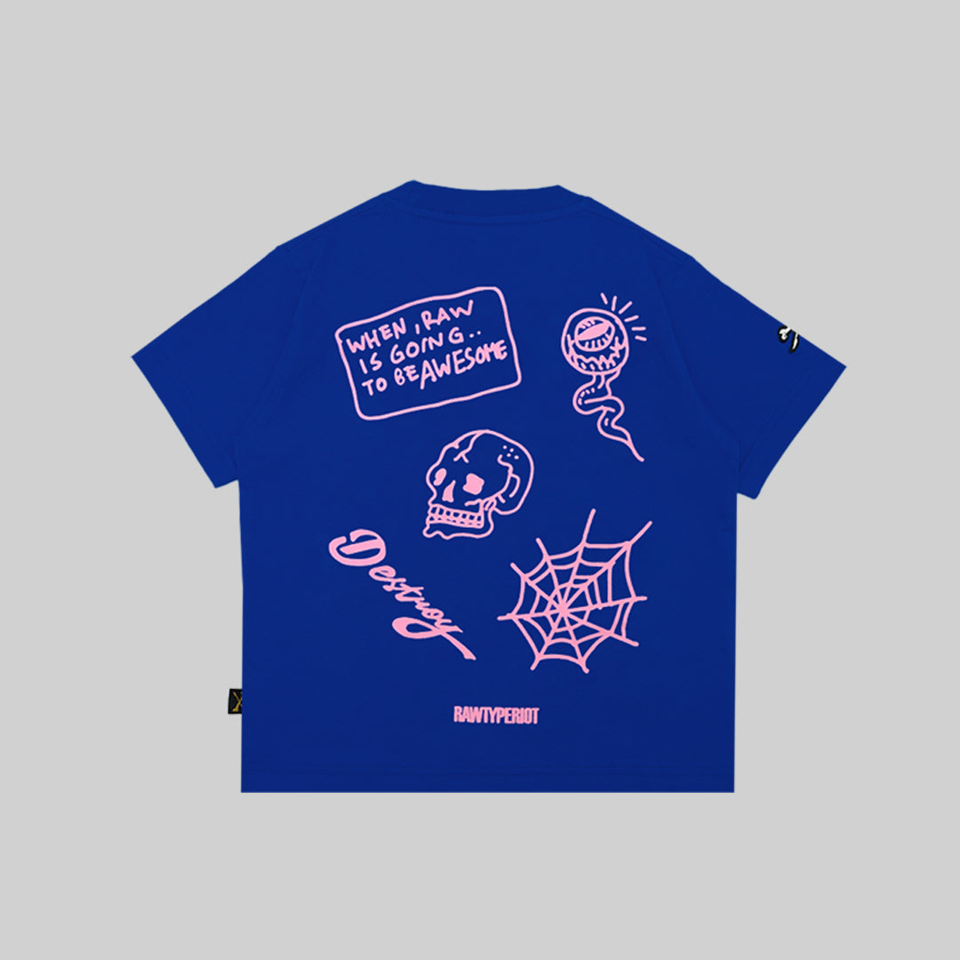 DESTROY CATS KIDS TEES - BLUE