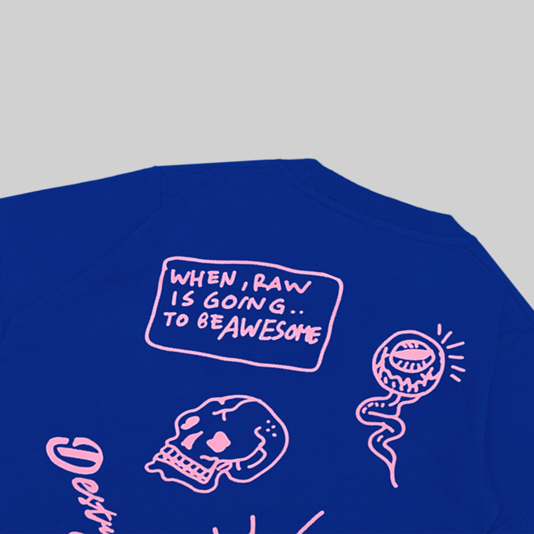 DESTROY CATS KIDS TEES - BLUE