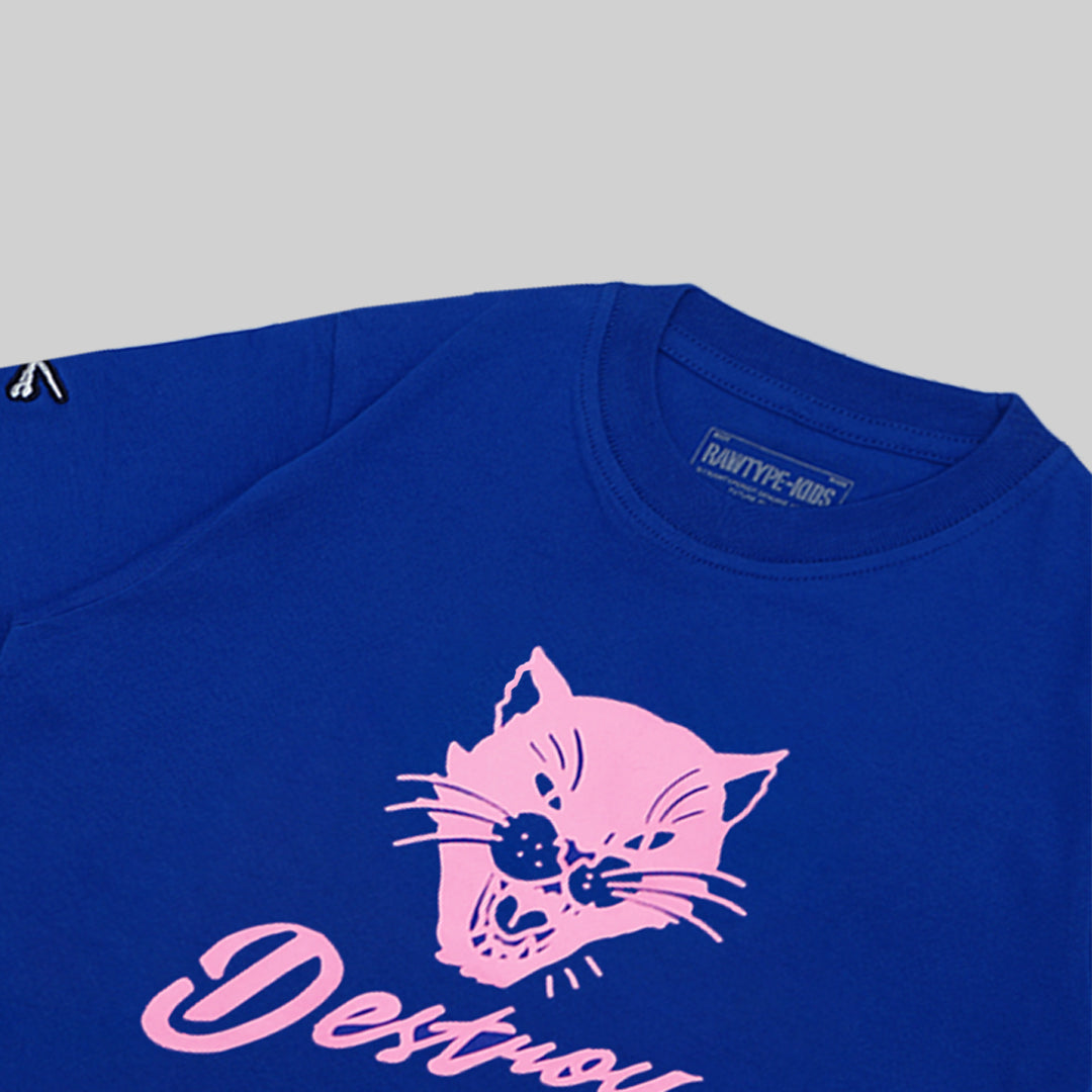 DESTROY CATS KIDS TEES - BLUE