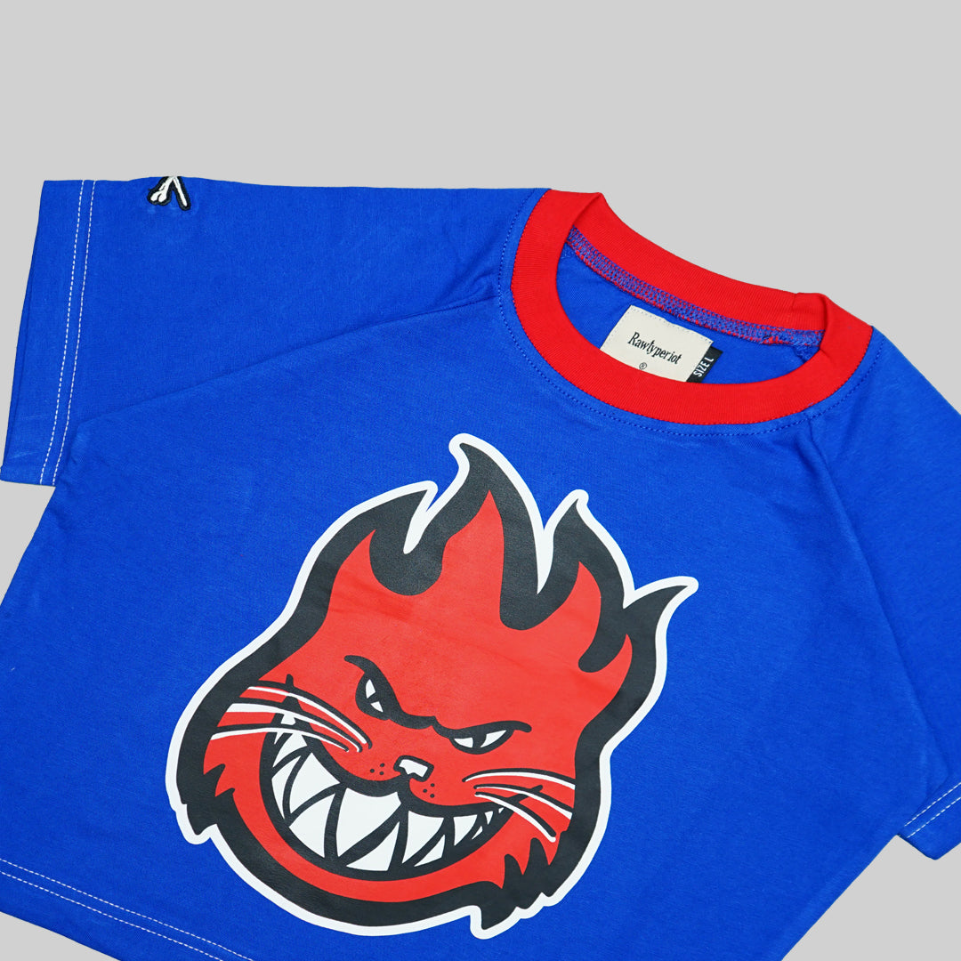 TOMCAT LOGOTYPE CROP TOP - BLUE