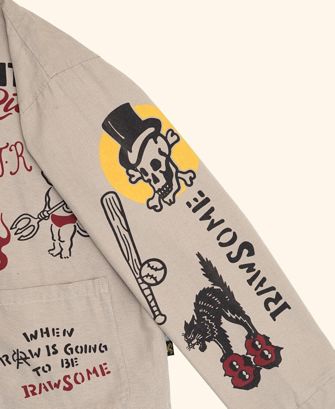 RAWTYPE RIOT 1988 Aloha Stencil Work Jacket - Cream