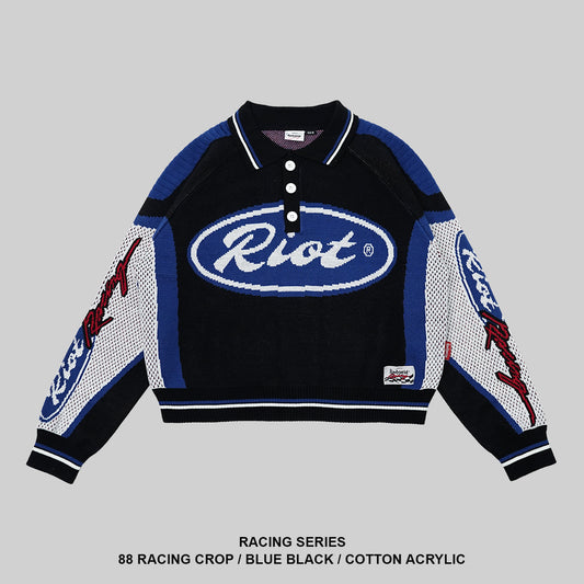 RAWTYPE RIOT 88 Racing Crop Knitwear - Blue Black (Women Only)