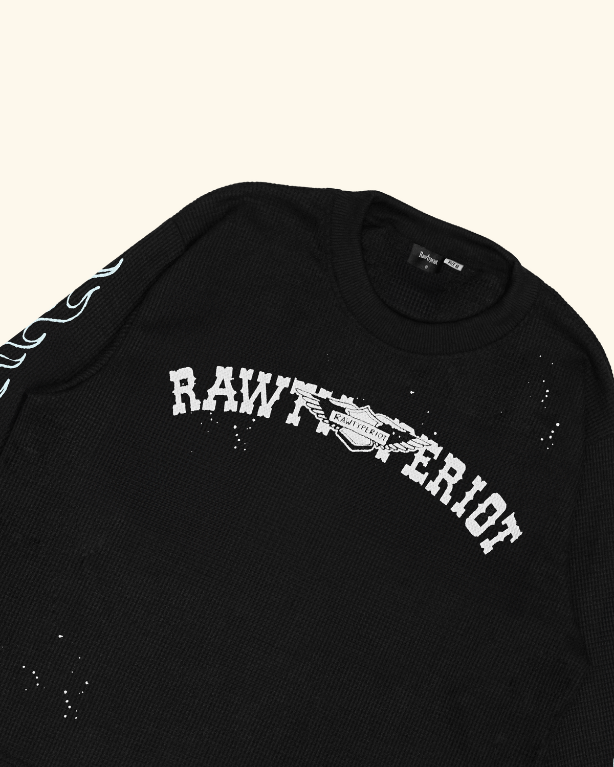 RAWTYPE RIOT Rtr Flames Waffle Long sleeve - Black