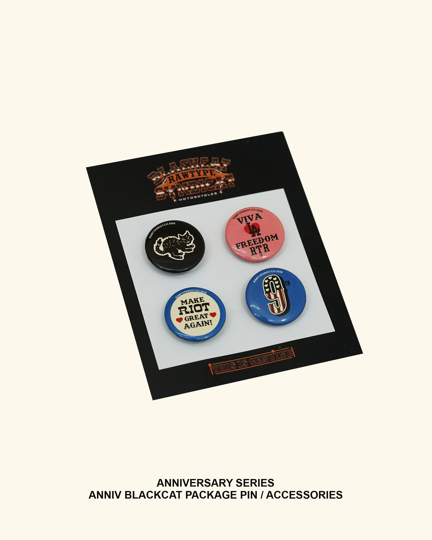 RAWTYPE RIOT Anniv Blackcat Package Pin
