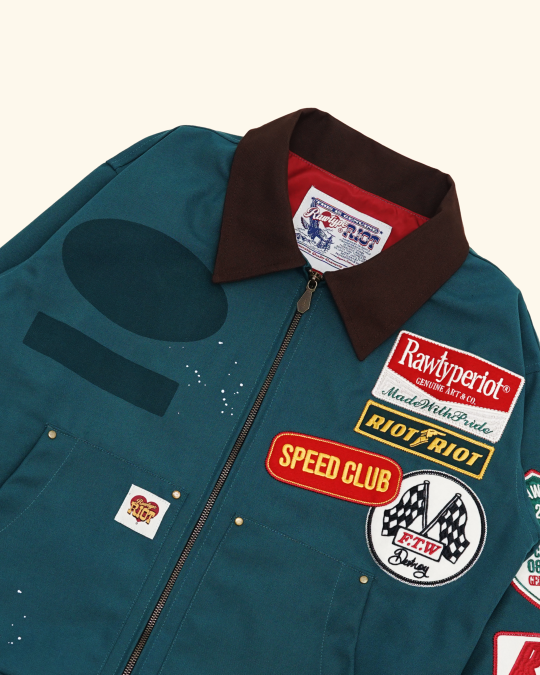 RAWTYPE RIOT Speed Club Patch Work Jacket - Green