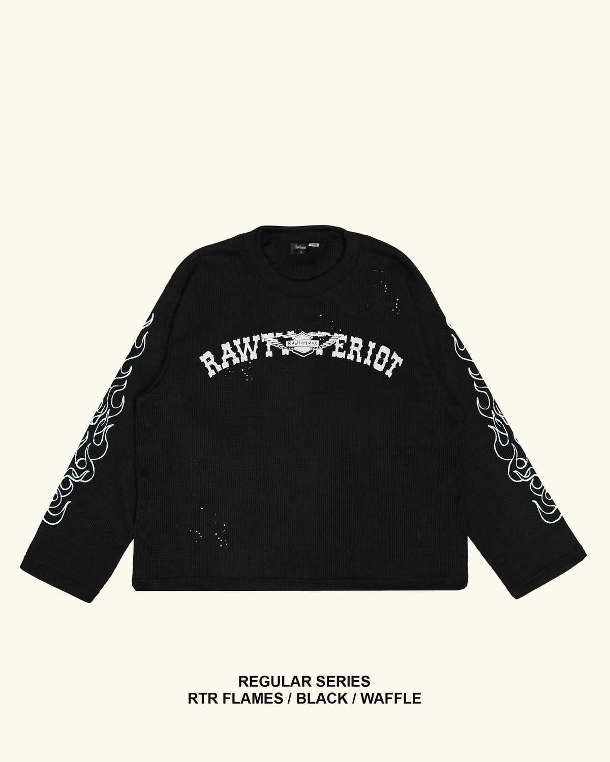 RAWTYPE RIOT Rtr Flames Waffle Long sleeve - Black