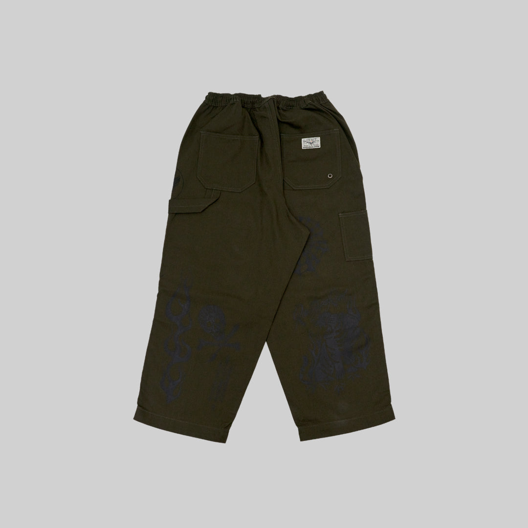 RAWTYPE RIOT Skull Double Knee Pants - Olive