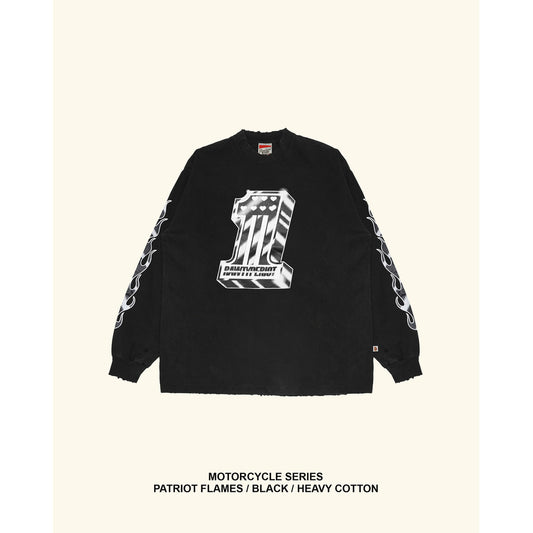 RAWTYPE RIOT Patriot Flames Long slevee - Blacl