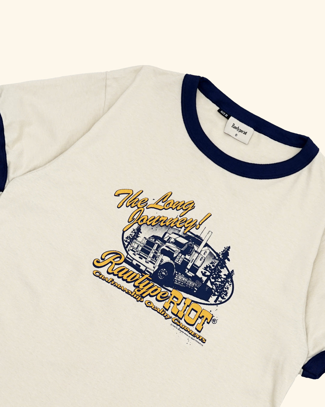 RAWTYPE RIOT Riot Journey Ringer Fitted Tee - Bwhite