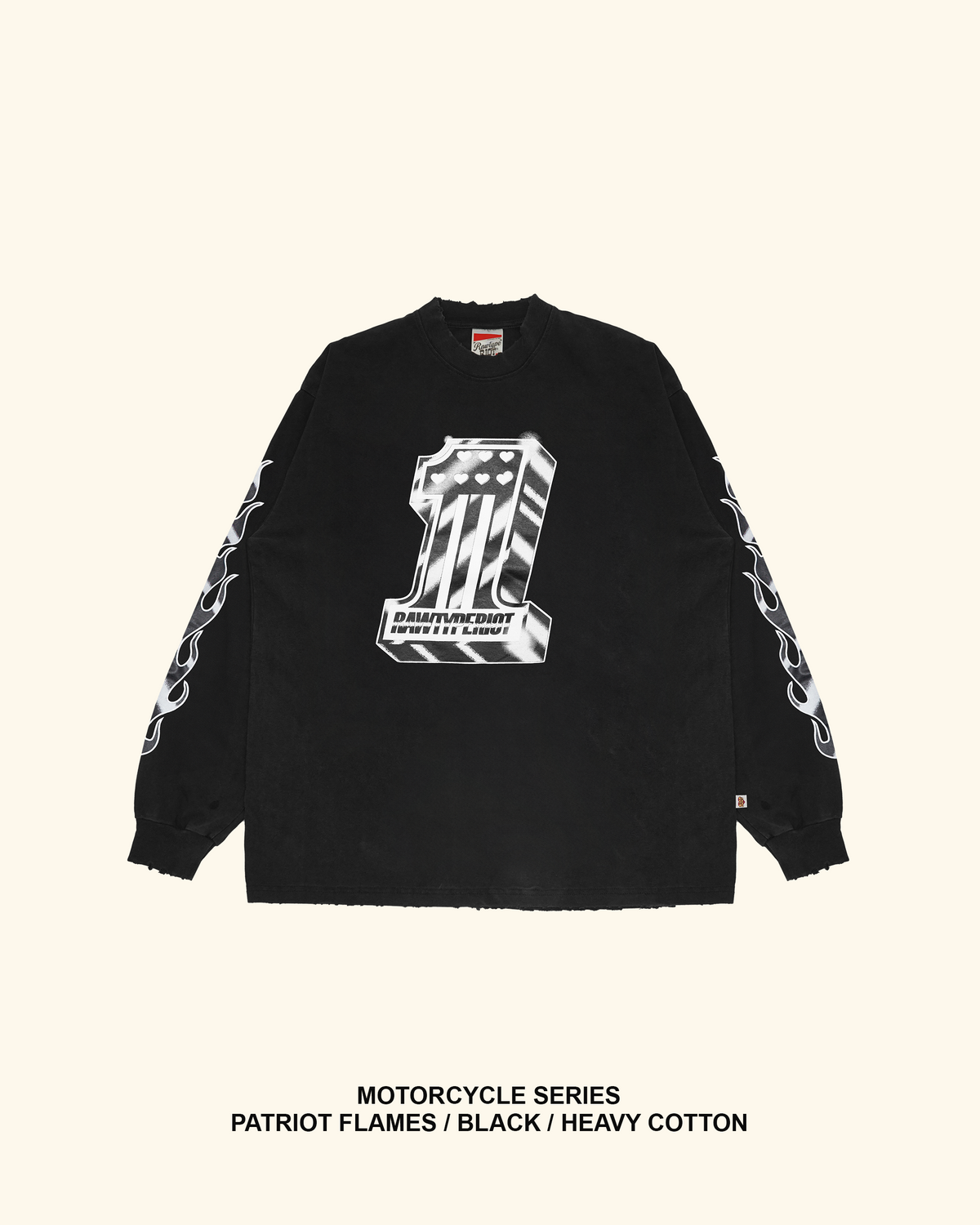 RAWTYPE RIOT Patriot Flames Long slevee - Blacl