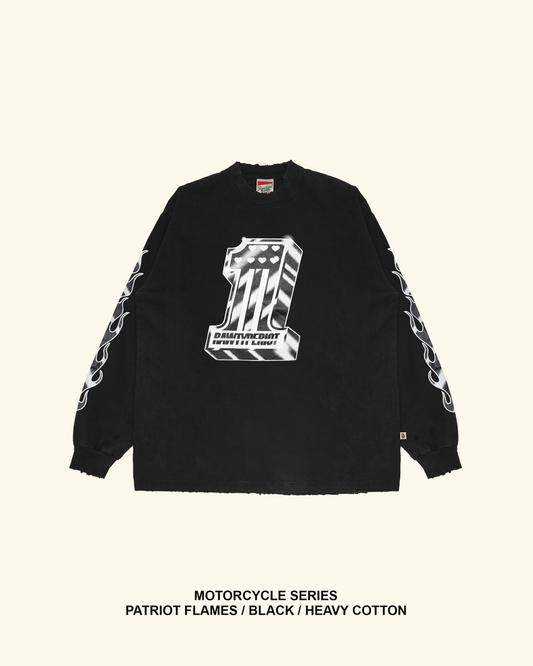 RAWTYPE RIOT Patriot Flames Long slevee - Blacl