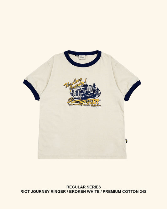 RAWTYPE RIOT Riot Journey Ringer Fitted Tee - Bwhite