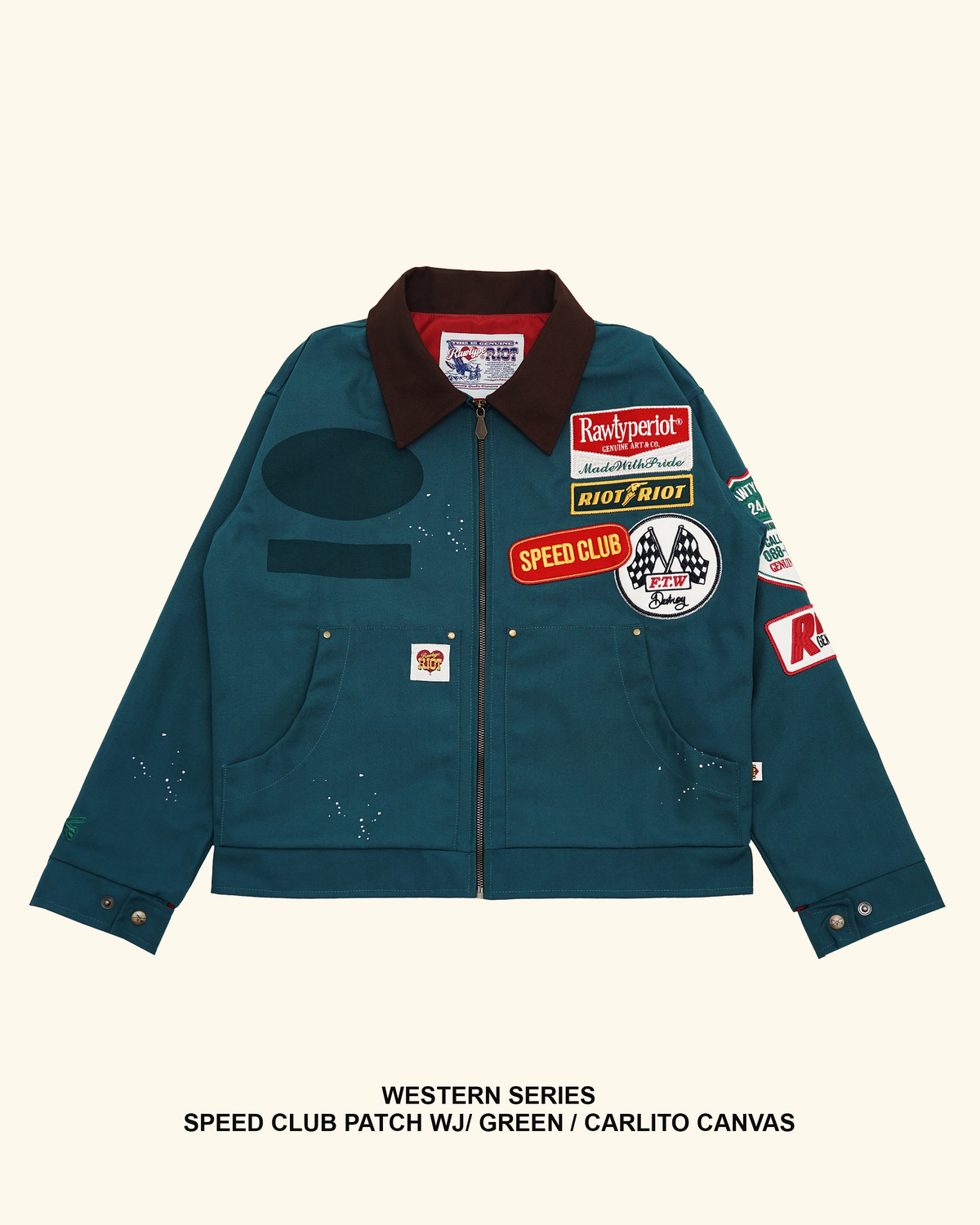 RAWTYPE RIOT Speed Club Patch Work Jacket - Green