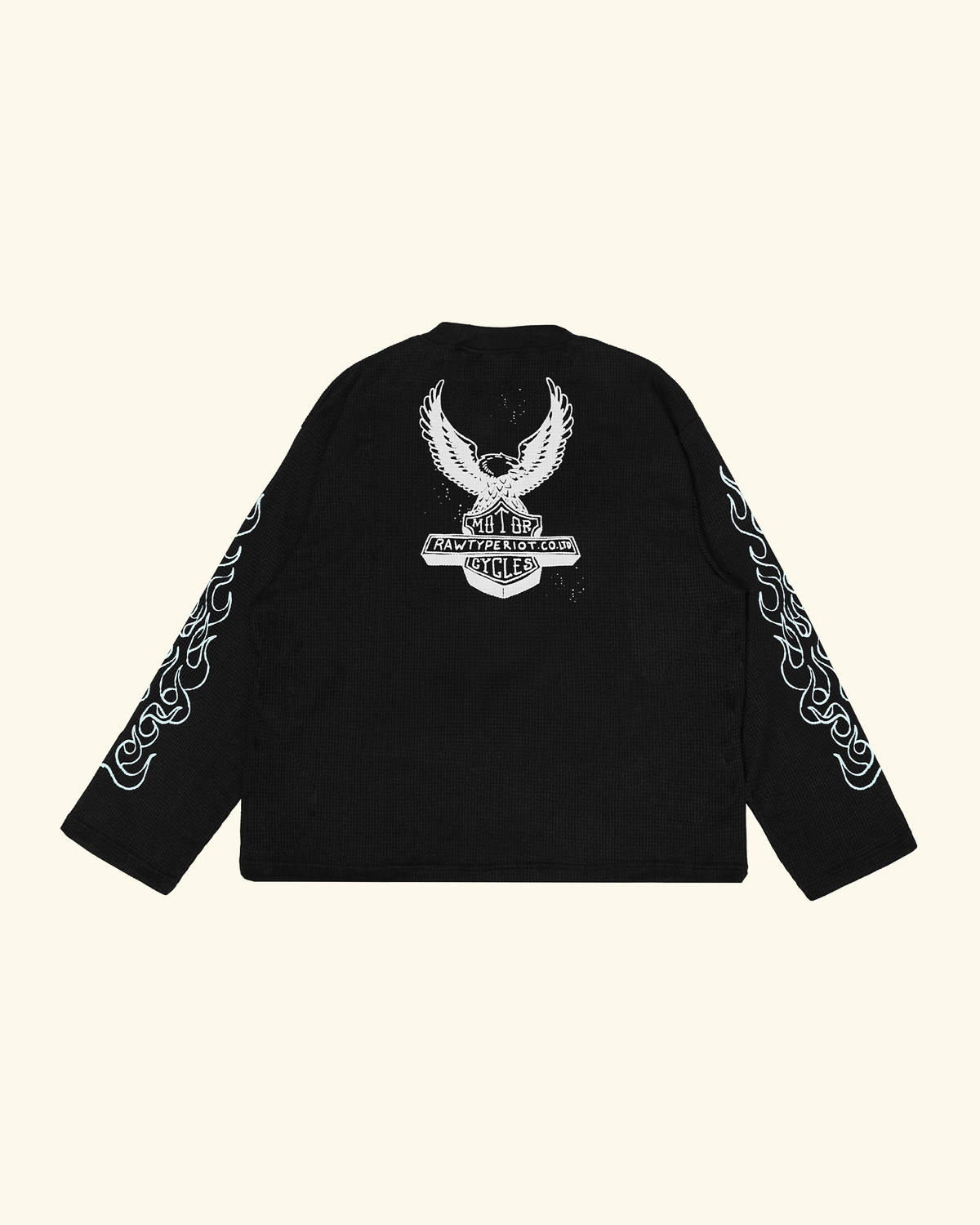 RAWTYPE RIOT Rtr Flames Waffle Long sleeve - Black