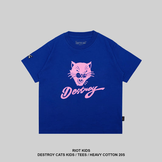 DESTROY CATS KIDS TEES - BLUE