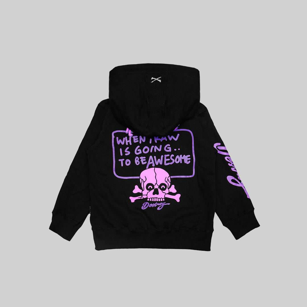 HOODIE ZIP SKULL KIDS - BLACK