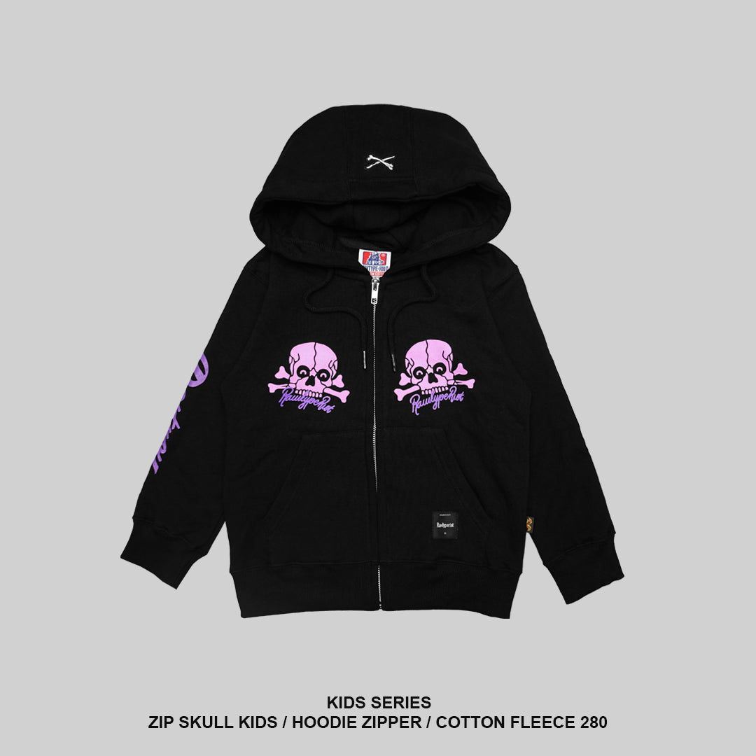 HOODIE ZIP SKULL KIDS - BLACK