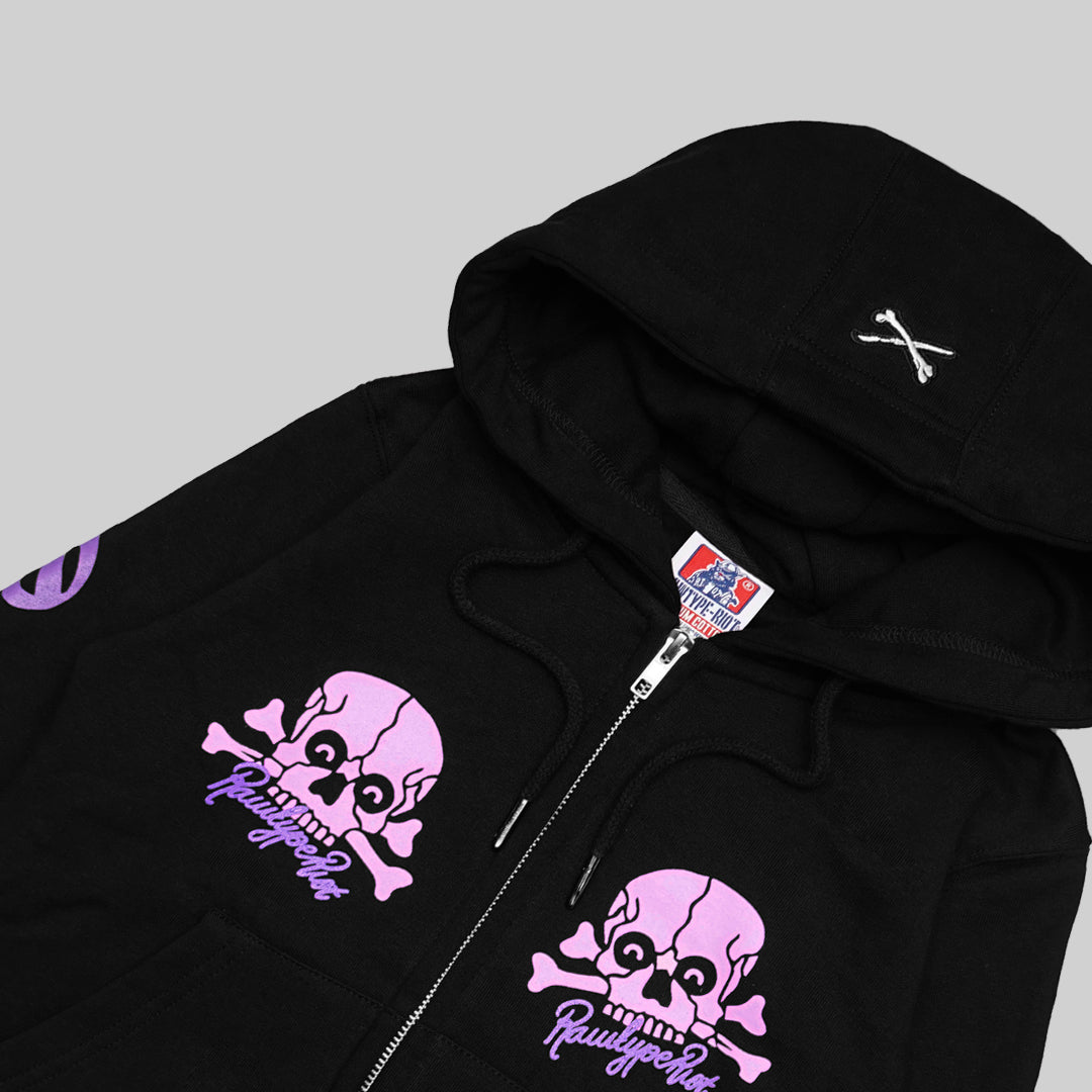 HOODIE ZIP SKULL KIDS - BLACK