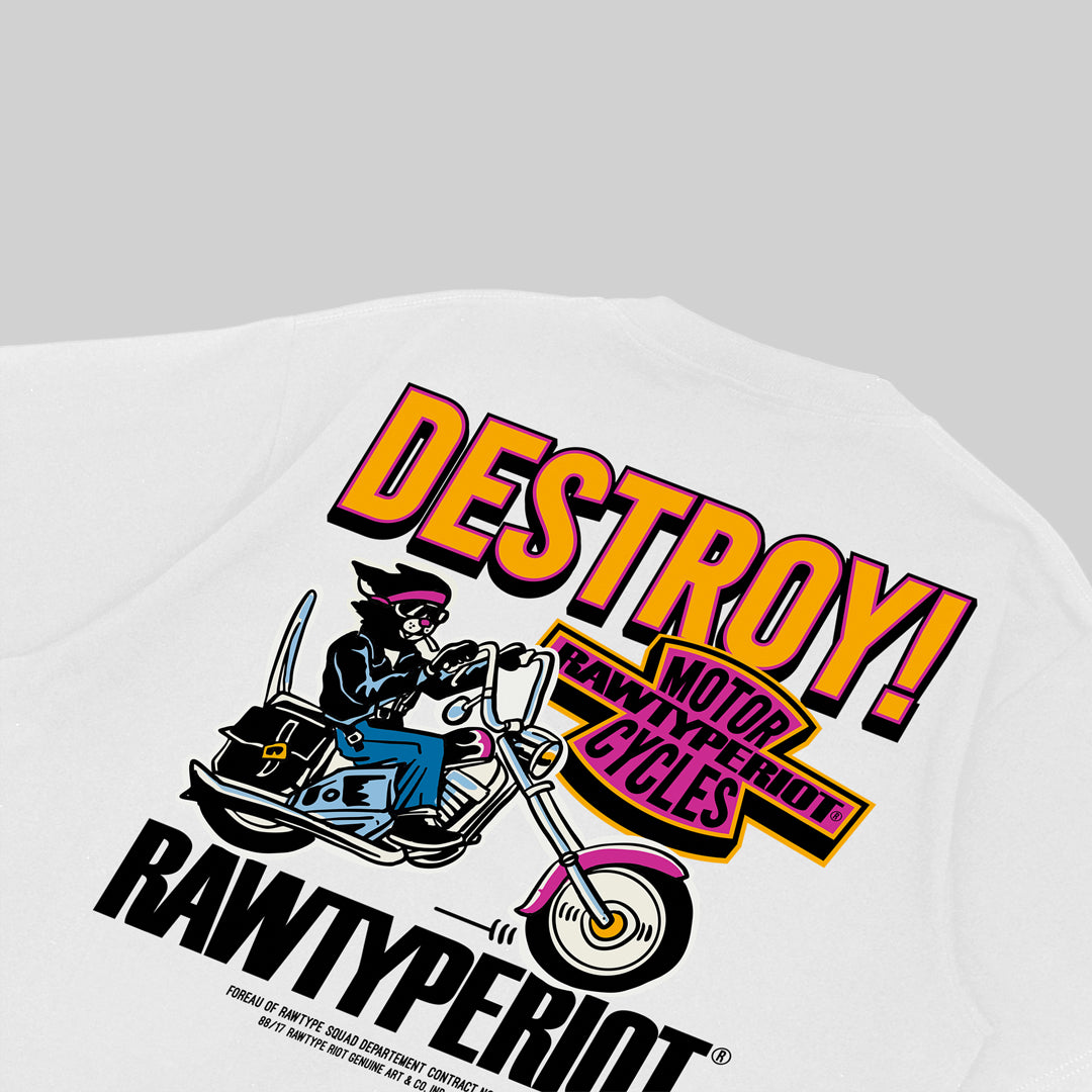 DESTROY CYCLES TEES POCKET - WHITE
