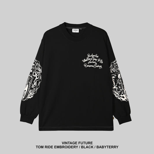 TOM RIDE EMBROIDERY LS - BLACK