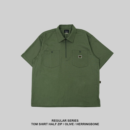 TOM SHIRT HALF ZIP - OLIVE