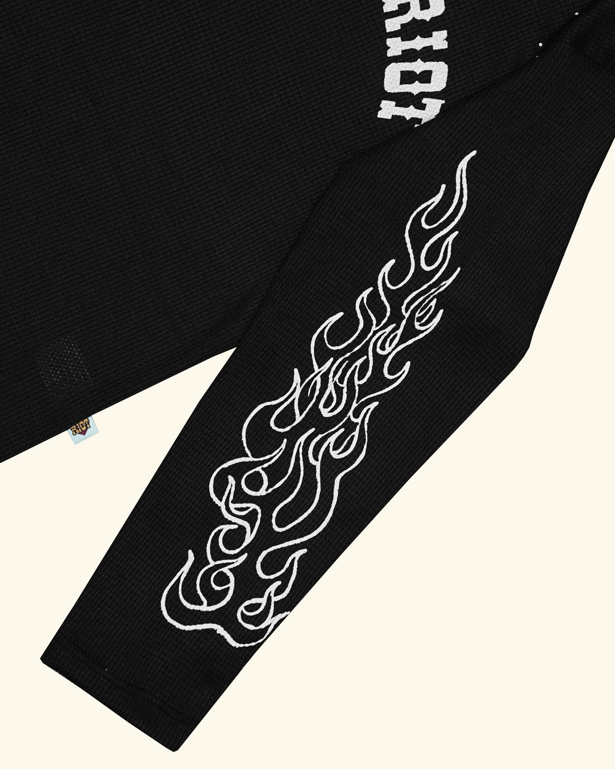 RAWTYPE RIOT Rtr Flames Waffle Long sleeve - Black