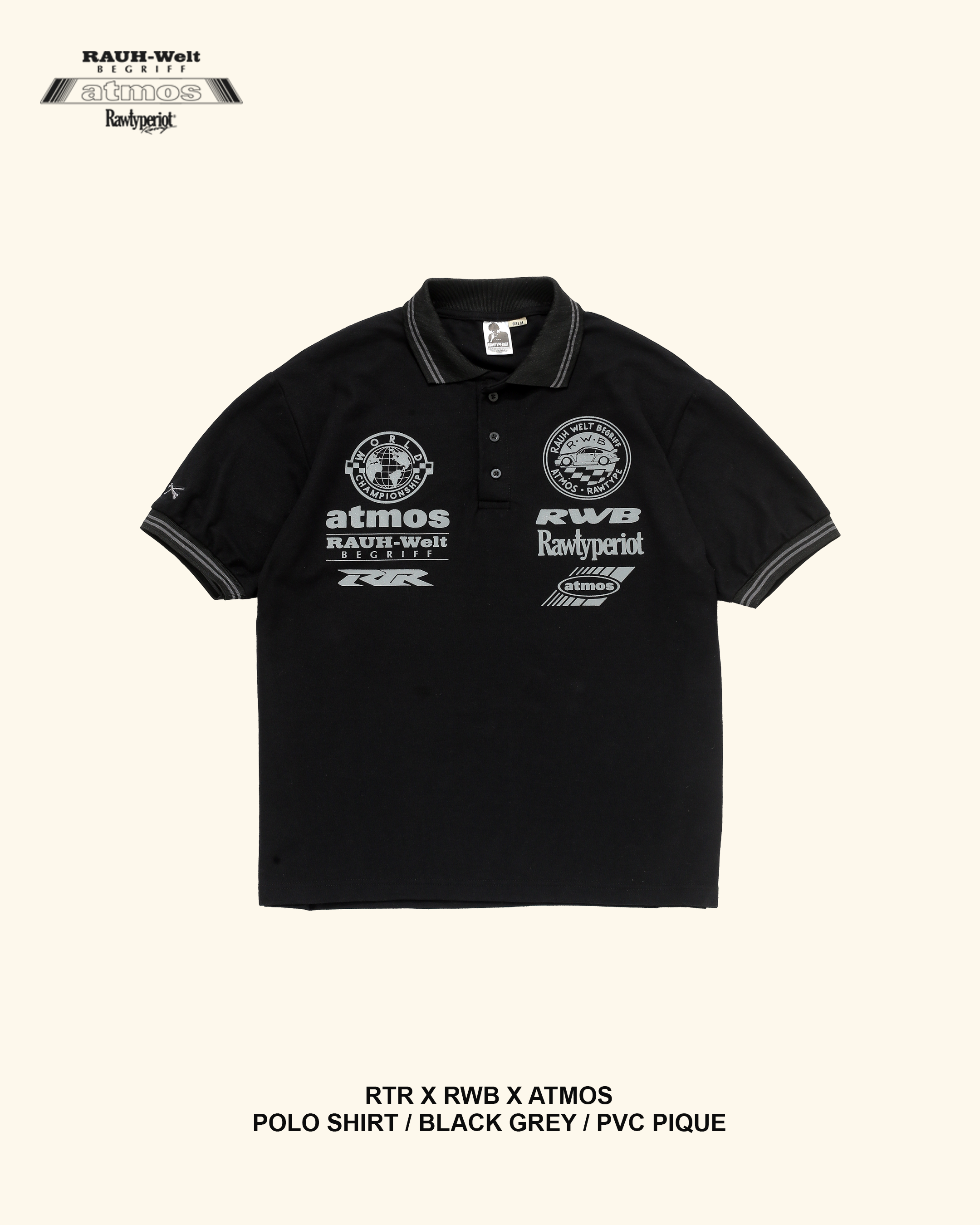 RAWTYPE RIOT POLO RWB X ATMOS X RTR - BLACK GREY – Rawtype Riot