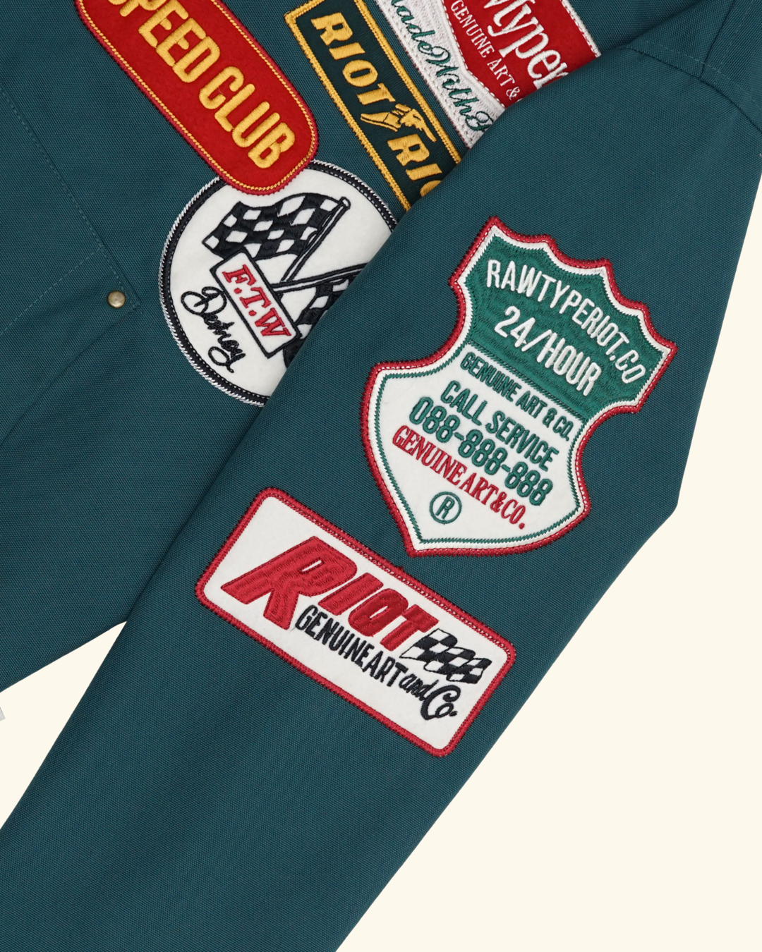 RAWTYPE RIOT Speed Club Patch Work Jacket - Green