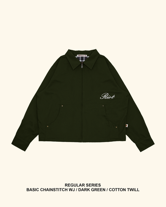 RAWTYPE RIOT Basic Chainstitch Work Jacket - Dark Green