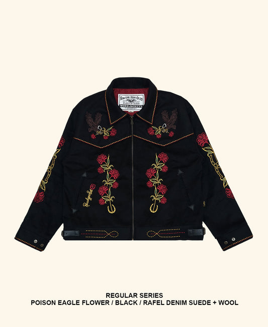 RAWTYPE RIOT Poison Eagle Flower Work Jaclet  - Black